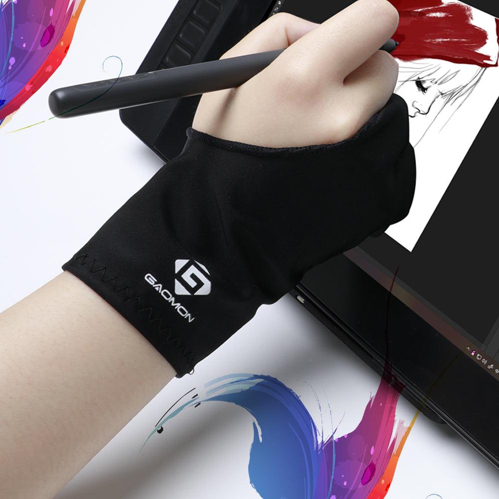 YUUZONE Artists Black Glove with Two Fingers Drawing Art Creation Graphic  Tablet Pen Display for Pro Pencil 