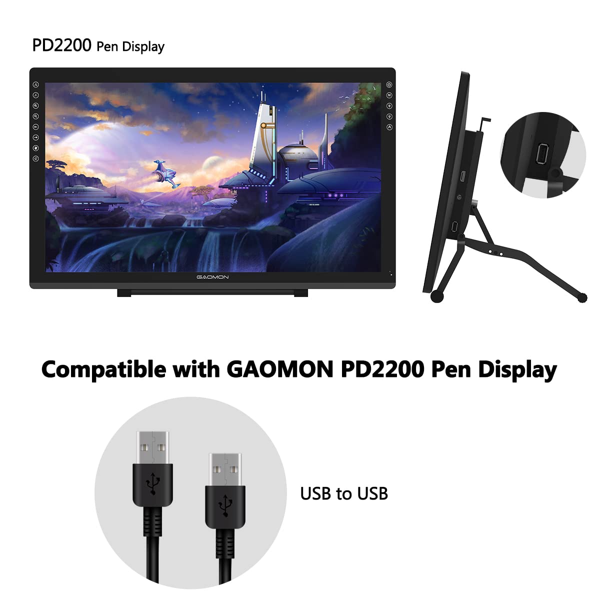 USB to USB Cable for PD2200 Pen Display ONLY – GAOMON